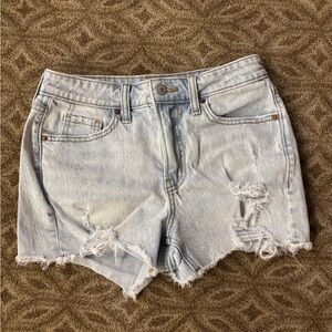 Light Blue Distressed Denim Shorts